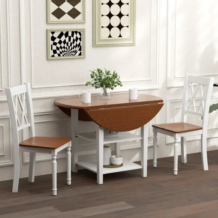 Farmhouse Dining Chair Walnut White Cross Back Solid Wood Armless