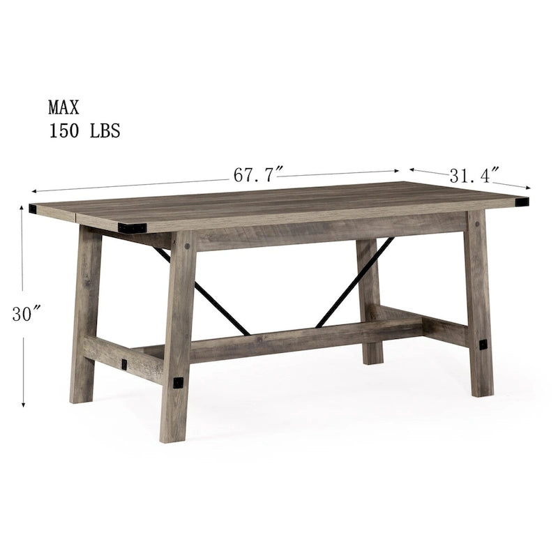 Grey Wood Farmhouse Dining Table Seats Six Scratch Resistant
