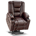 Small Power Lift Recliner Chair with Massage Heat Faux Leather Dark Brown