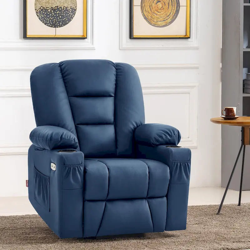 Small Power Lift Recliner Chair with Massage Heat Faux Leather Dark Brown