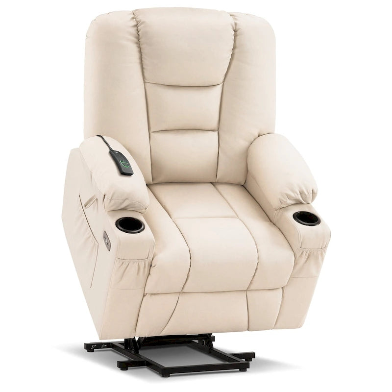 Small Power Lift Recliner Chair with Massage Heat Faux Leather Dark Brown