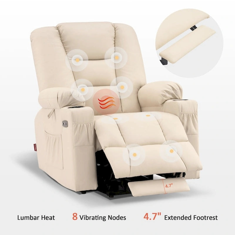 Small Power Lift Recliner Chair with Massage Heat Faux Leather Dark Brown