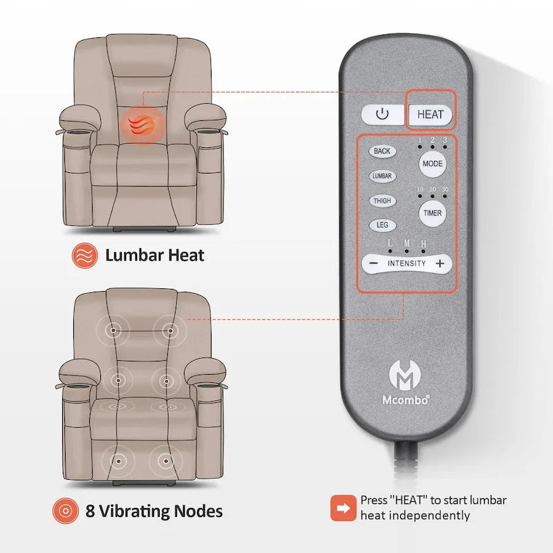 Small Power Lift Recliner Chair with Massage Heat Faux Leather Dark Brown
