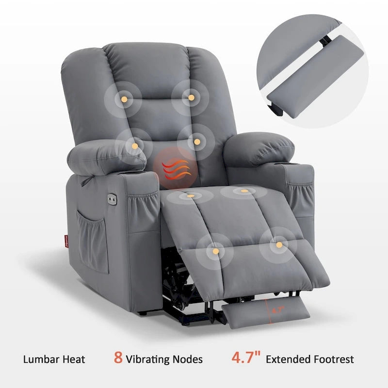 Small Power Lift Recliner Chair with Massage Heat Faux Leather Dark Brown
