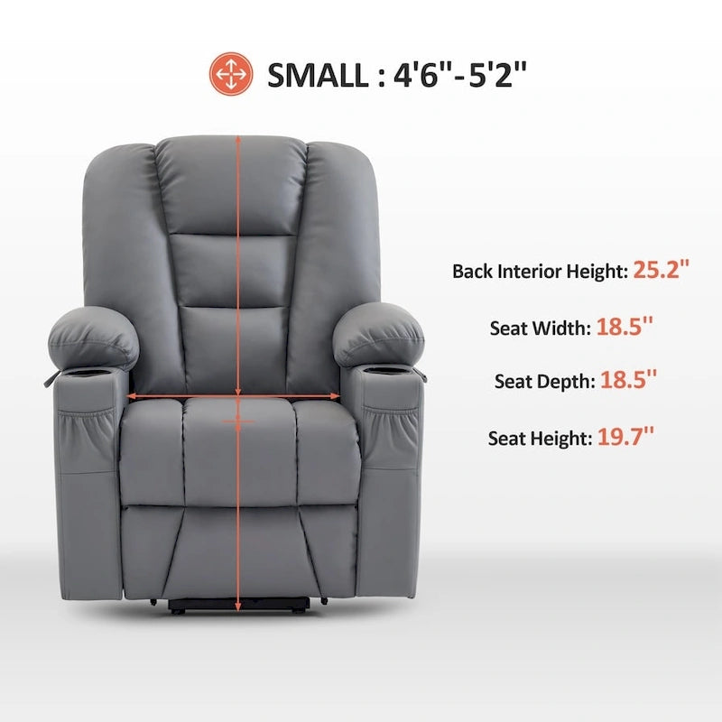 Small Power Lift Recliner Chair with Massage Heat Faux Leather Dark Brown