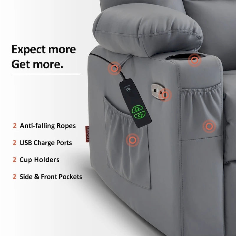Small Power Lift Recliner Chair with Massage Heat Faux Leather Dark Brown