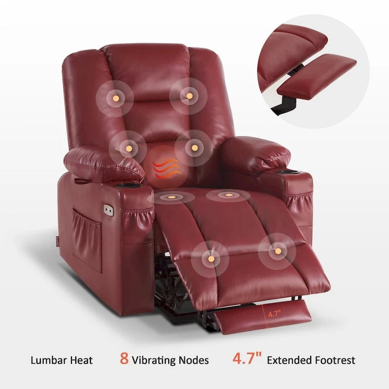 Small Power Lift Recliner Chair with Massage Heat Faux Leather Dark Brown