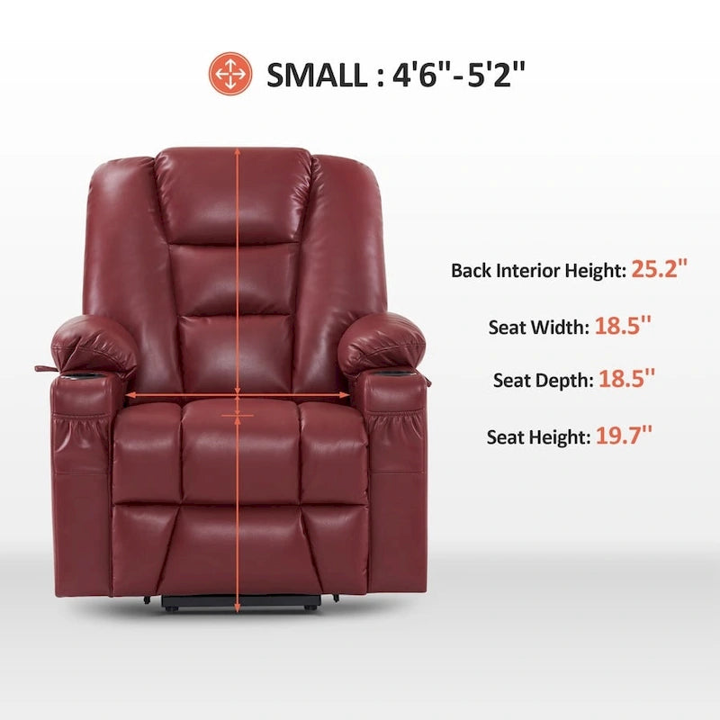 Small Power Lift Recliner Chair with Massage Heat Faux Leather Dark Brown