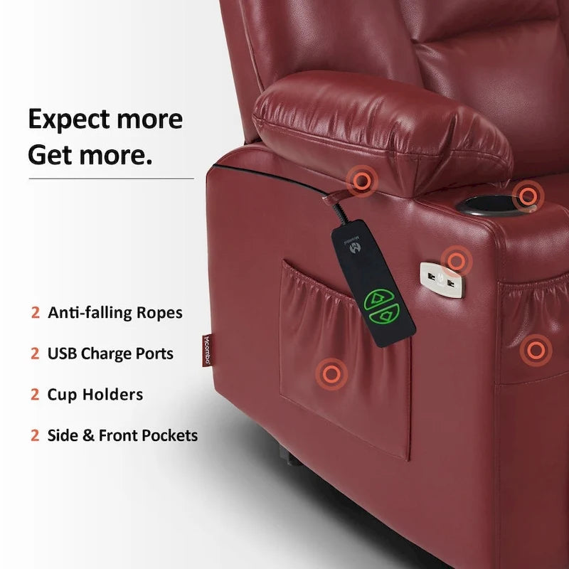 Small Power Lift Recliner Chair with Massage Heat Faux Leather Dark Brown