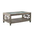 Antique Gray Rectangle Glass Top Coffee Table with Lower Shelf