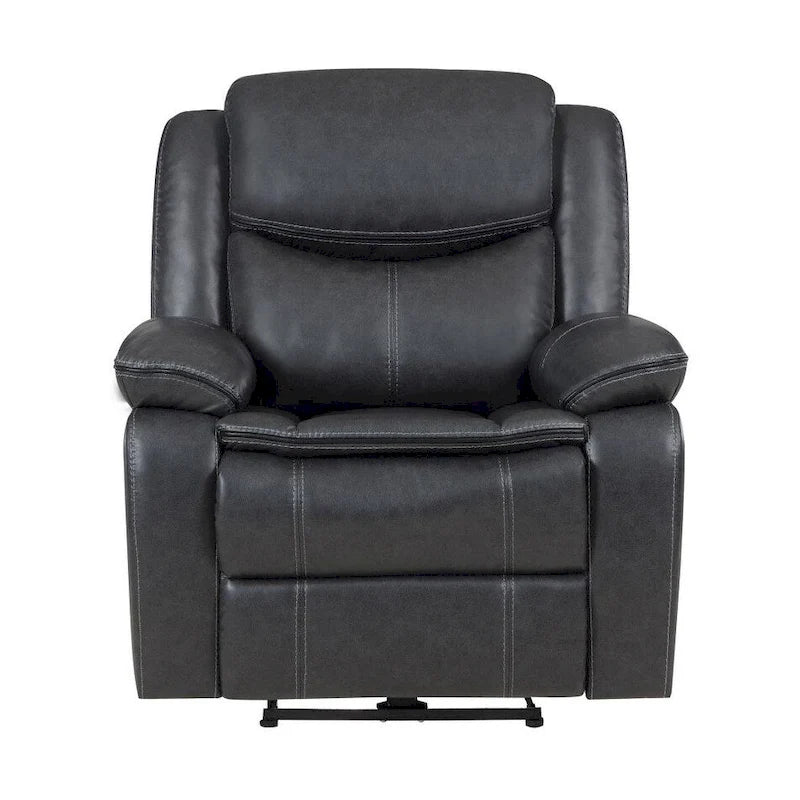 Dark Grey Faux Leather Power Recliner Chair with Contrast Stitching