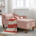Velvet Upholstered Rolled Arm Chaise Lounge with Storage and Pillow