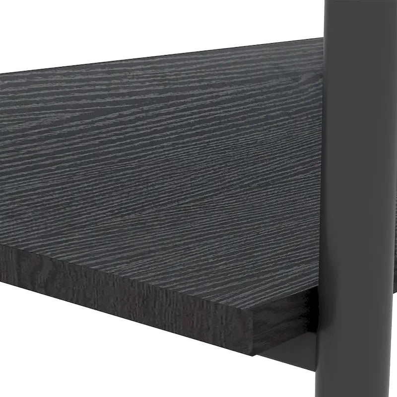 Rectangular Tempered Glass Top Coffee Table with Metal Legs and Lower Shelf, Gray