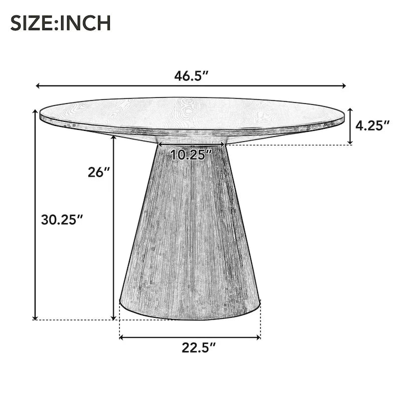 Round Pedestal Dining Table with Frustum Base White Black Modern Retro