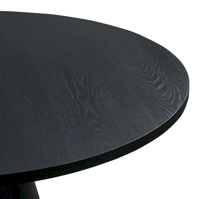 Round Pedestal Dining Table with Frustum Base White Black Modern Retro