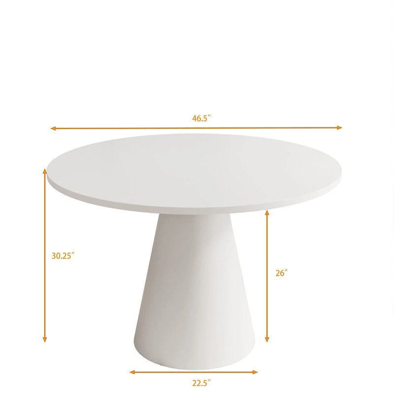 Round Pedestal Dining Table with Frustum Base White Black Modern Retro
