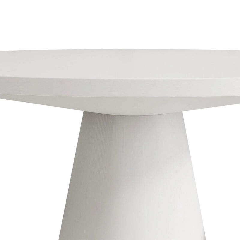 Round Pedestal Dining Table with Frustum Base White Black Modern Retro