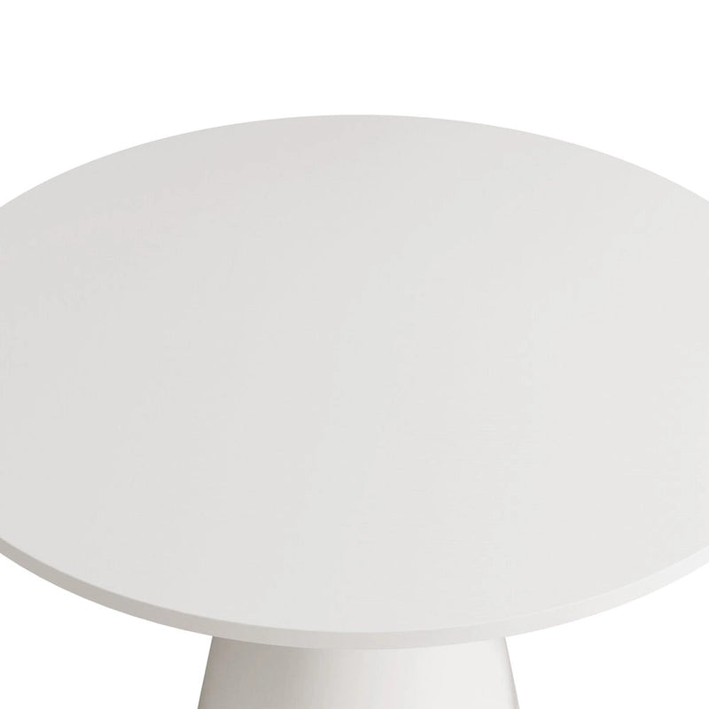 Round Pedestal Dining Table with Frustum Base White Black Modern Retro