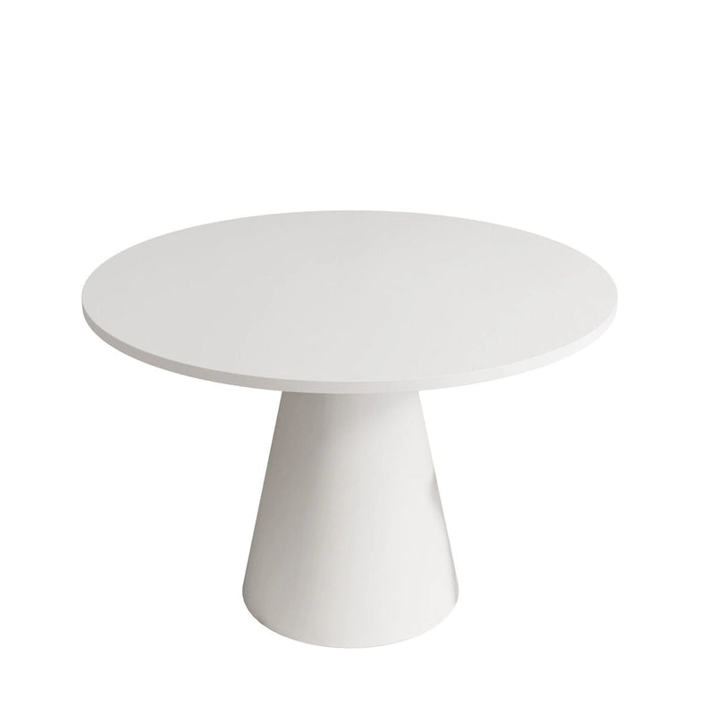 Round Pedestal Dining Table with Frustum Base White Black Modern Retro