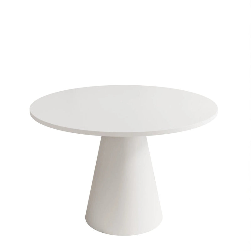 Round Pedestal Dining Table with Frustum Base White Black Modern Retro