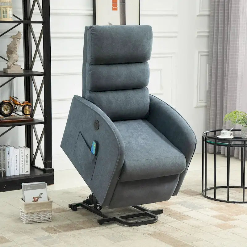 Power Lift Massage Recliner Chair with Heat Vibration Khaki Black Grey