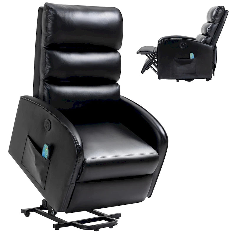 Power Lift Massage Recliner Chair with Heat Vibration Khaki Black Grey