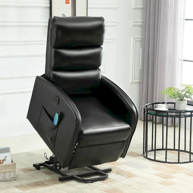 Power Lift Massage Recliner Chair with Heat Vibration Khaki Black Grey