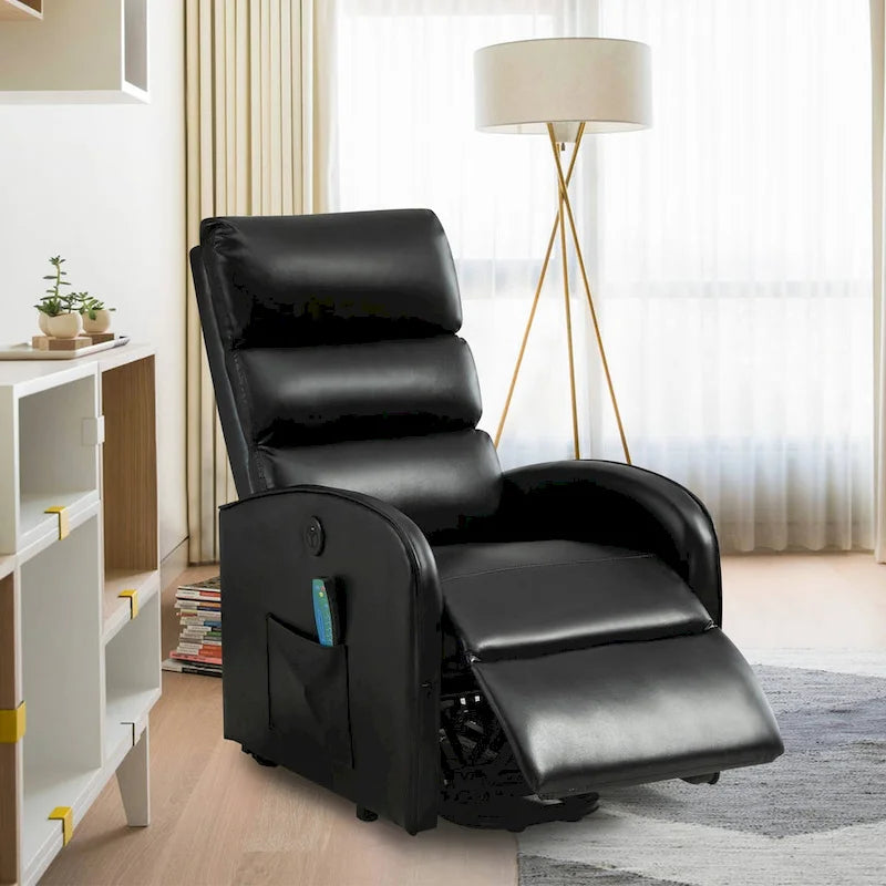 Power Lift Massage Recliner Chair with Heat Vibration Khaki Black Grey