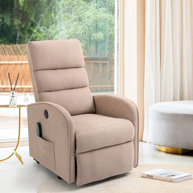 Power Lift Massage Recliner Chair with Heat Vibration Khaki Black Grey