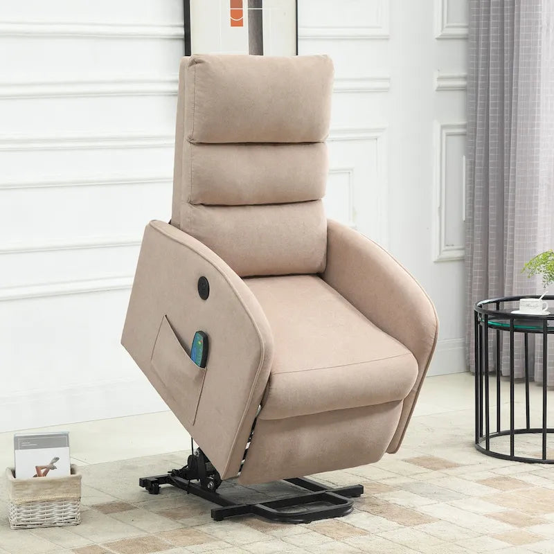 Power Lift Massage Recliner Chair with Heat Vibration Khaki Black Grey