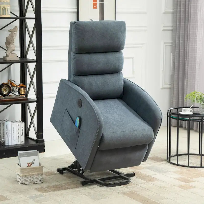 Power Lift Massage Recliner Chair with Heat Vibration Khaki Black Grey