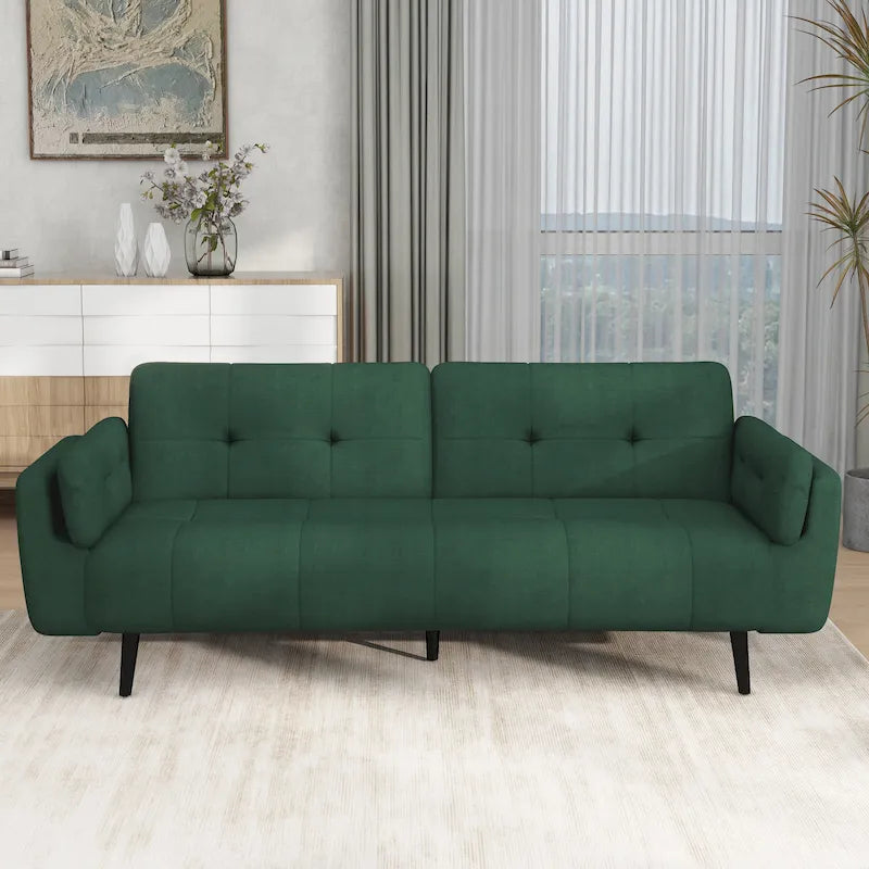 Tufted Polyester Futon Sofa Reclining Couch Sleeper Loveseat Multi-Color