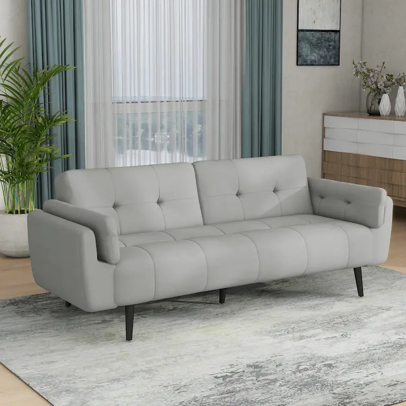 Tufted Polyester Futon Sofa Reclining Couch Sleeper Loveseat Multi-Color