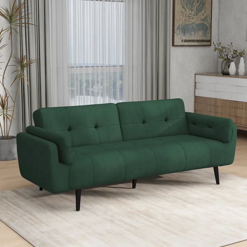 Tufted Polyester Futon Sofa Reclining Couch Sleeper Loveseat Multi-Color