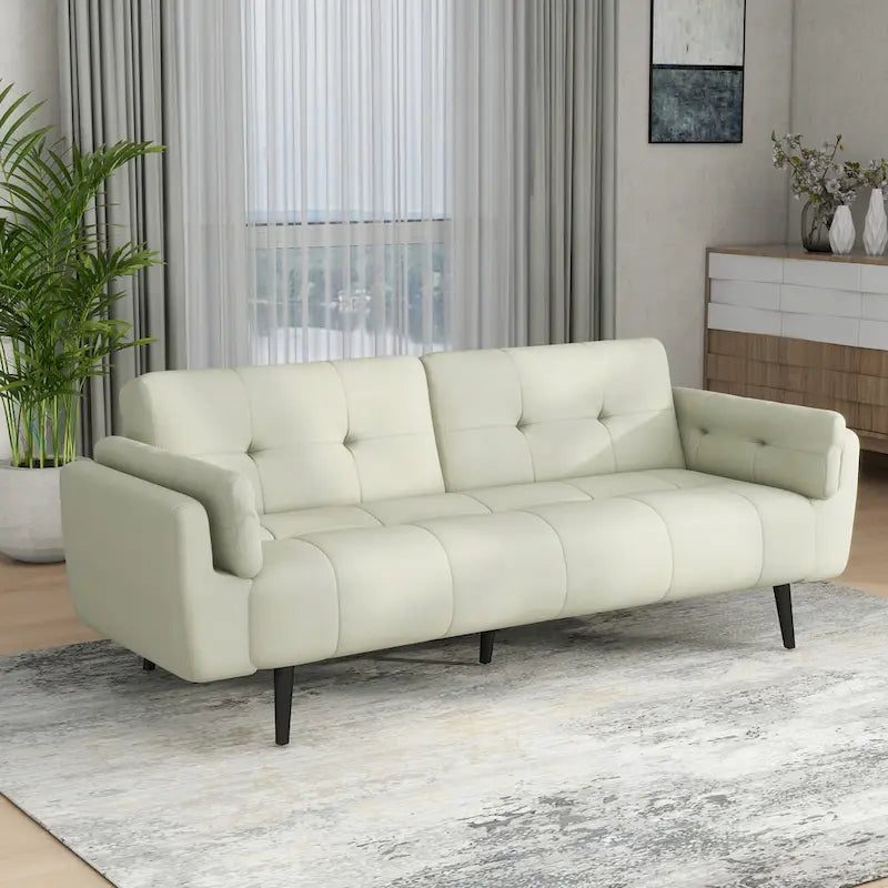 Tufted Polyester Futon Sofa Reclining Couch Sleeper Loveseat Multi-Color
