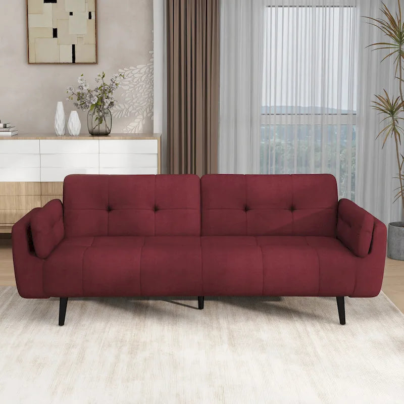 Tufted Polyester Futon Sofa Reclining Couch Sleeper Loveseat Multi-Color