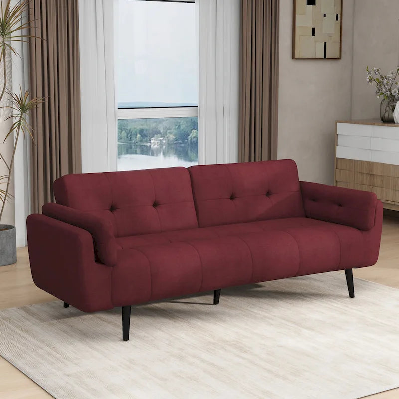 Tufted Polyester Futon Sofa Reclining Couch Sleeper Loveseat Multi-Color