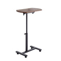Height Adjustable C-Shaped Sofa Side Table with Rolling Wheels Brown MDF