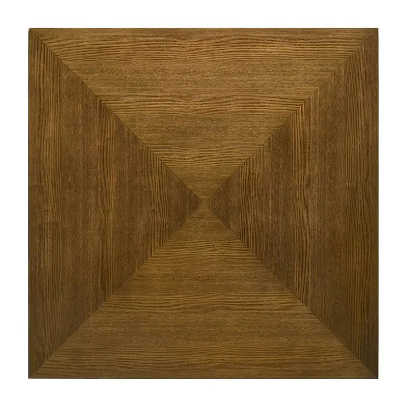 Square Walnut Finish Coffee Table with Parquet Top and Angled Legs