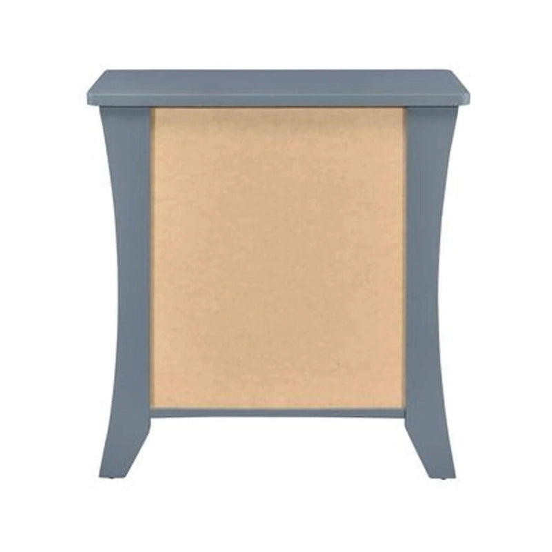 Grey Wood Accent Side Table with 2 Drawers and Open Storage Shelf