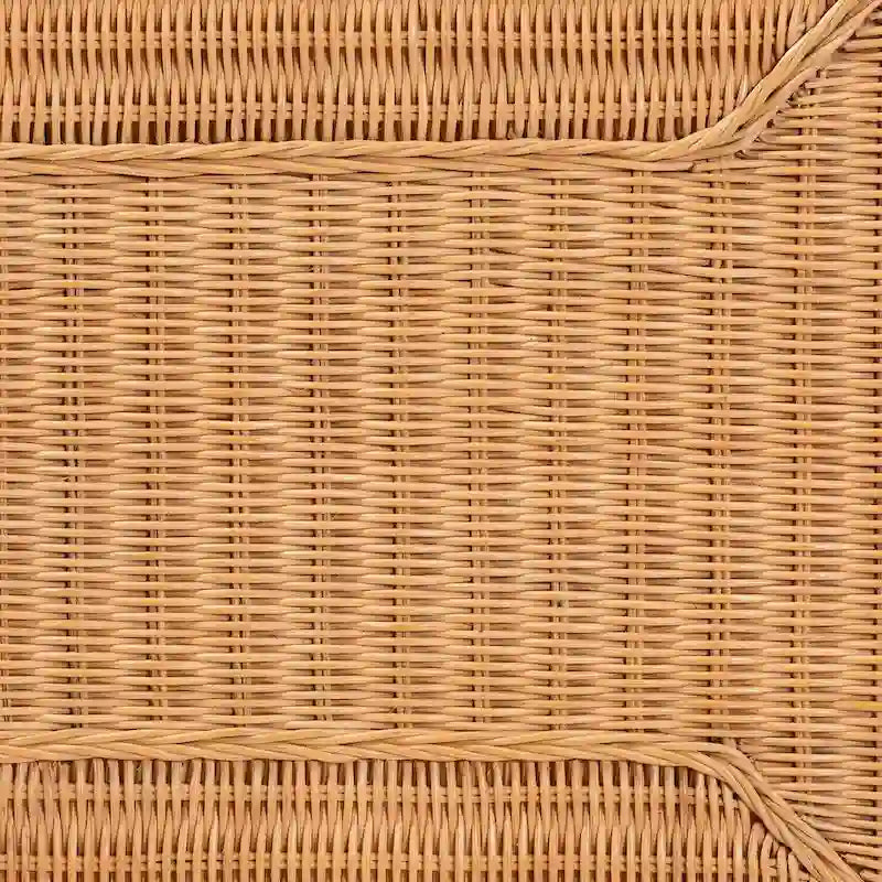 Bohemian Handwoven Natural Rattan Coffee Table with Lower Shelf Honey