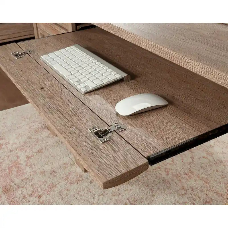 Double Pedestal Executive Home Office Desk with File Drawers Brushed Oak Prairie Cherry