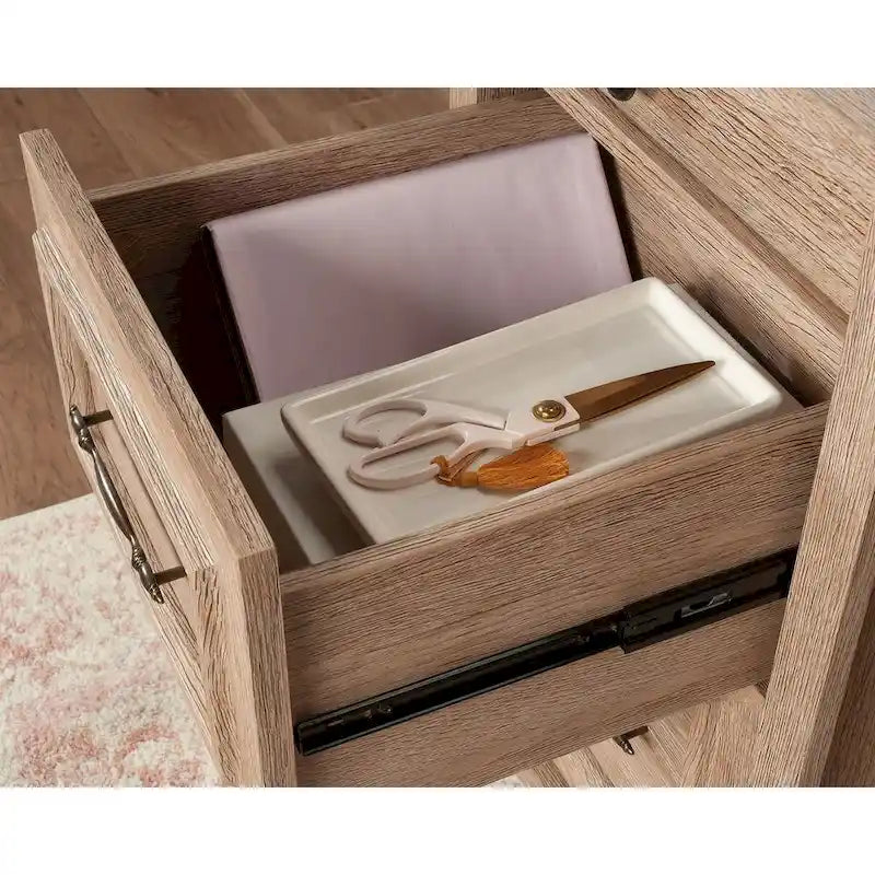 Double Pedestal Executive Home Office Desk with File Drawers Brushed Oak Prairie Cherry