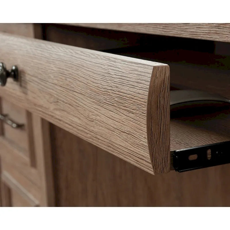Double Pedestal Executive Home Office Desk with File Drawers Brushed Oak Prairie Cherry