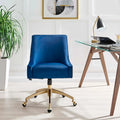 Velvet Swivel Office Chair with Gold Base and Adjustable Height