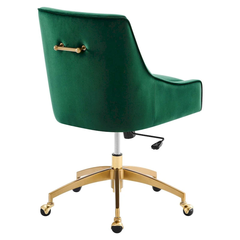 Velvet Swivel Office Chair with Gold Base and Adjustable Height