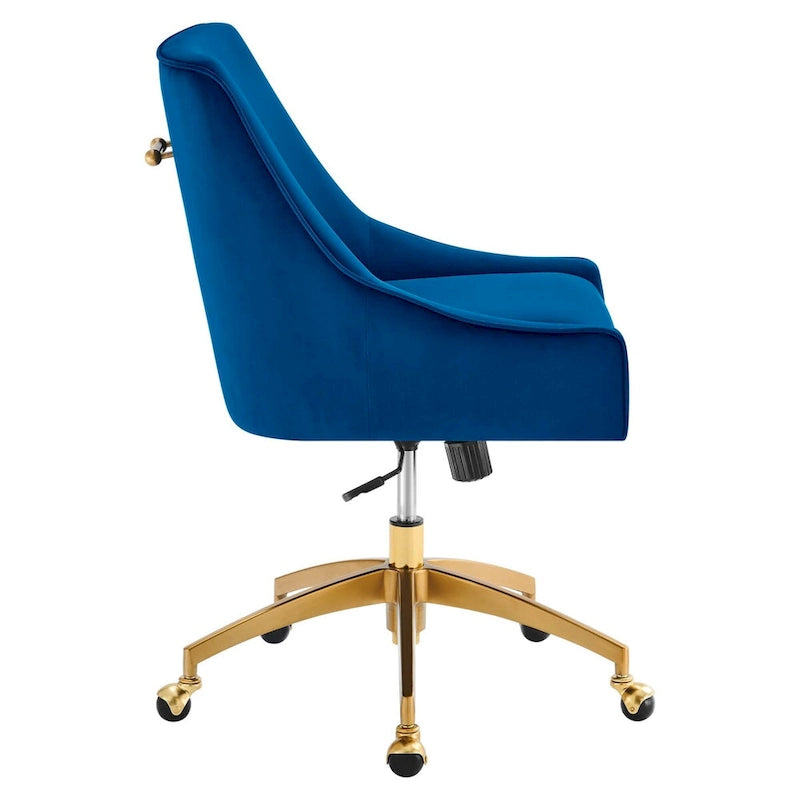 Velvet Swivel Office Chair with Gold Base and Adjustable Height