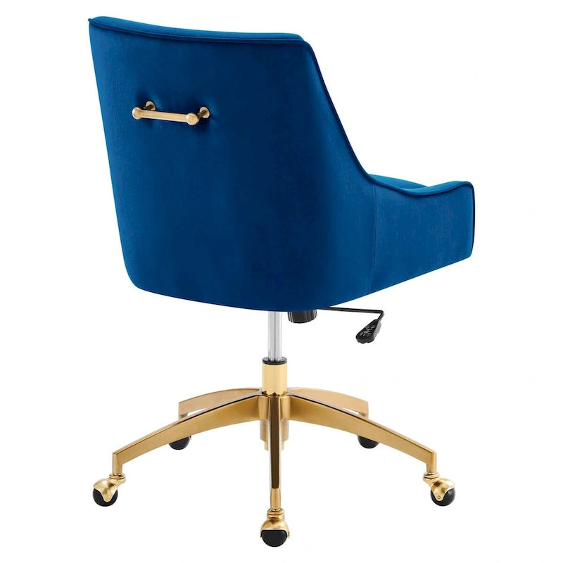 Velvet Swivel Office Chair with Gold Base and Adjustable Height
