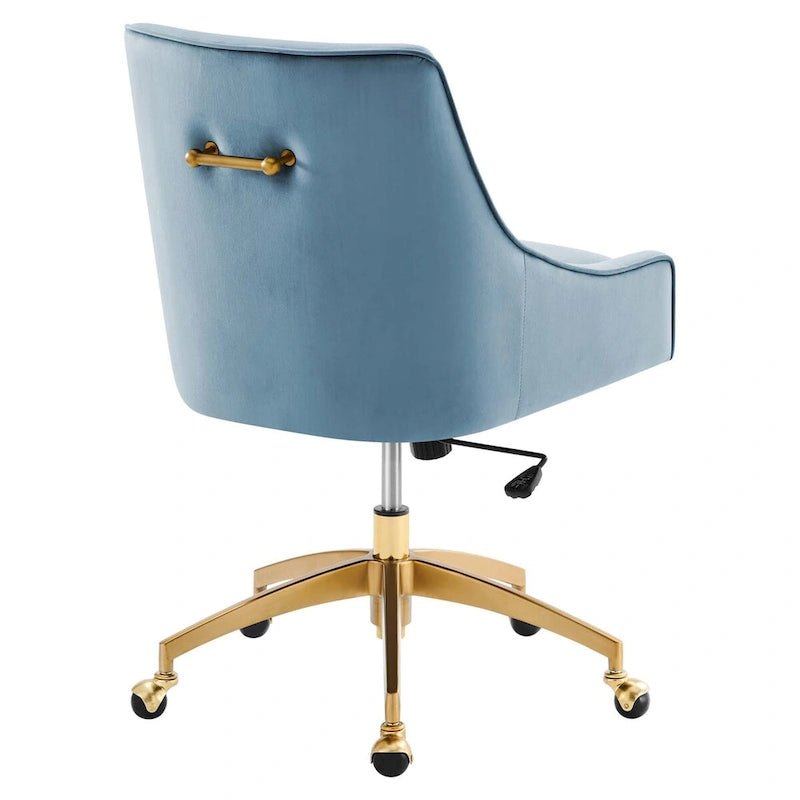 Velvet Swivel Office Chair with Gold Base and Adjustable Height