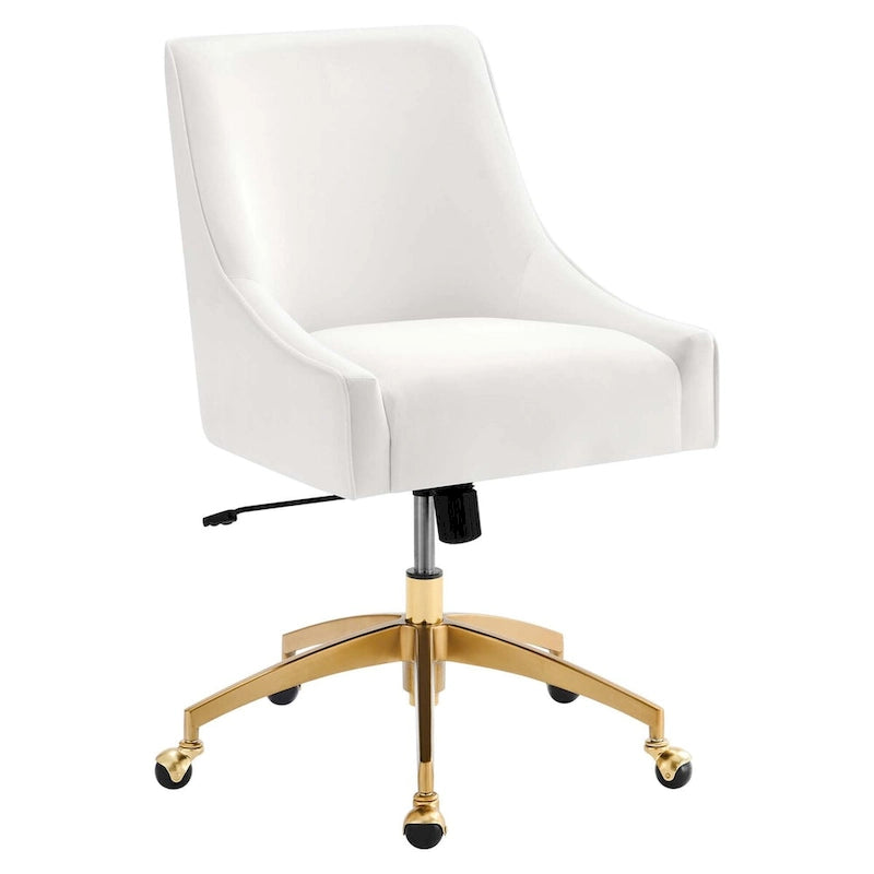Velvet Swivel Office Chair with Gold Base and Adjustable Height